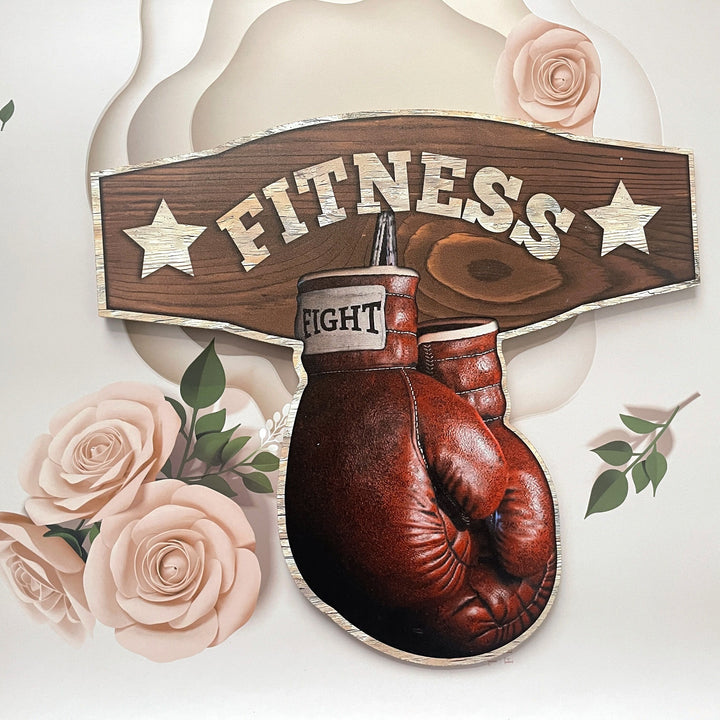 Wooden Art Sign Boxing Gloves Decorative Retro Wooden Decor Gym Decor Private Space, Garage, Bedroom, Boxing Room Wall Art Decorative Wooden Board Heavy Country Retro Classic Boxing Fitness Enthusiasts' Gospel Gift