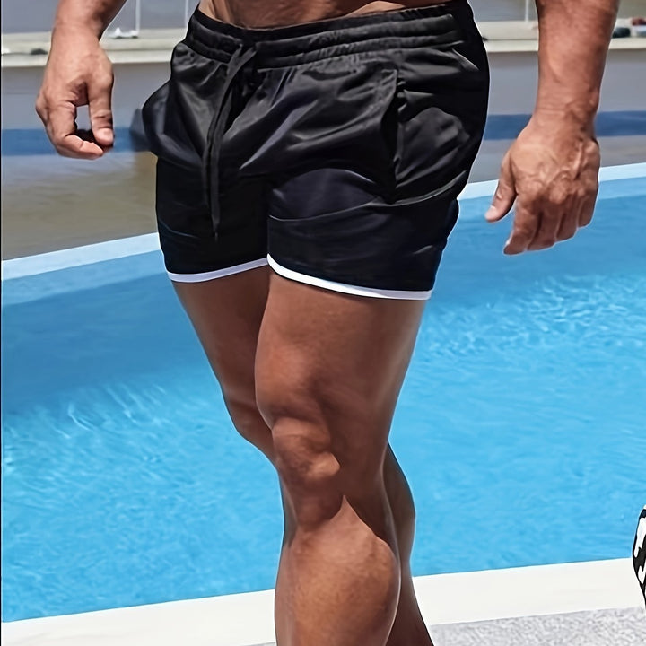 Men's Casual Slightly Stretch Elastic Waist Drawstring Mesh Shorts For Summer Gym Workout Training