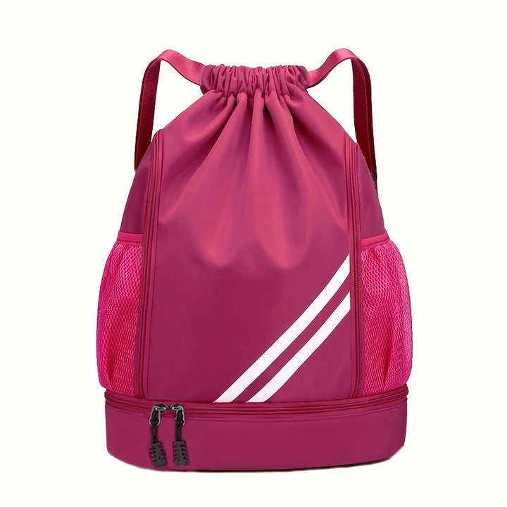 Drawstring Sports Gym Bag - Polyester Softshell, Practical Pockets, Ideal For Basketball, Outdoor, Travel, Swimming, Hiking, Climbing