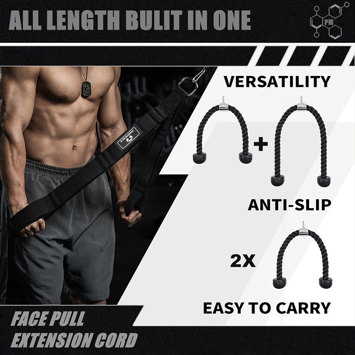 PumpMuscle Extra-Long Tricep Training Rope with Comfort Grip Handles - Versatile Cable Attachment for Enhanced Range of Motion, Ideal for Gym Workouts & Muscle Building, Best for Christmas, Perfect for Thanksgiving