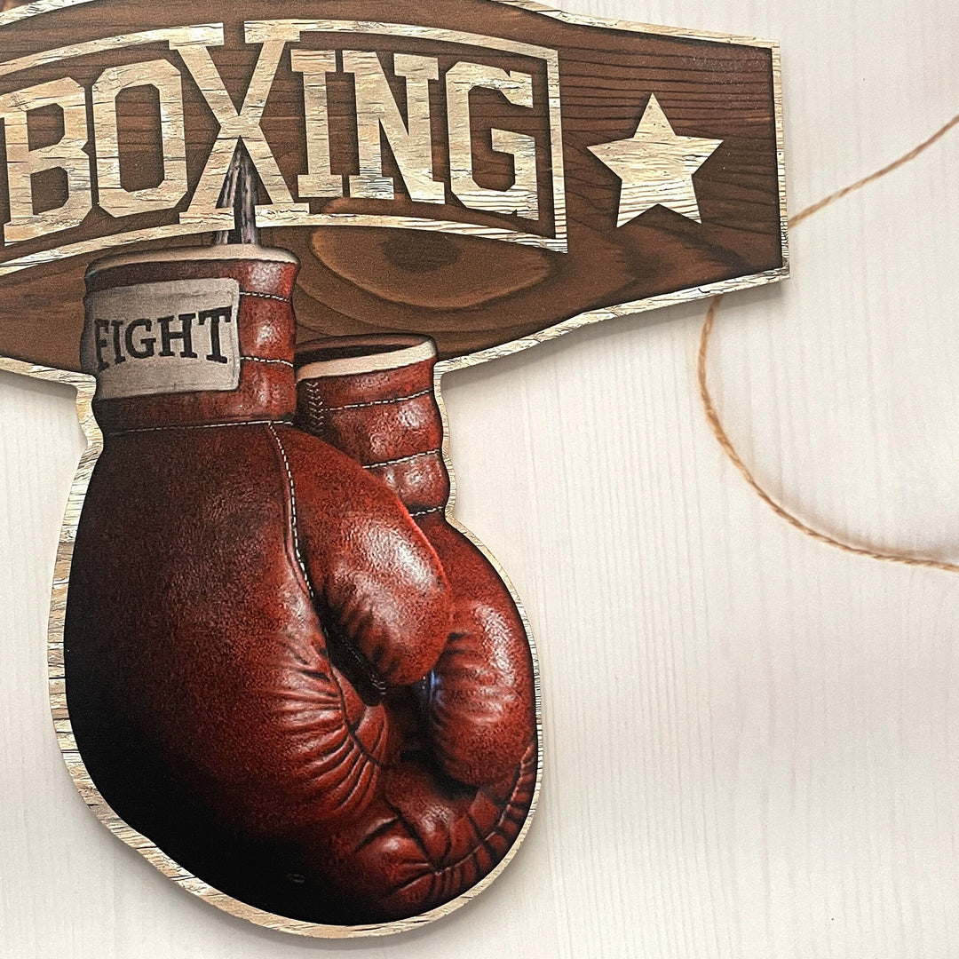 Wooden Art Sign Boxing Gloves Decorative Retro Wooden Decor Gym Decor Private Space, Garage, Bedroom, Boxing Room Wall Art Decorative Wooden Board Heavy Country Retro Classic Boxing Fitness Enthusiasts' Gospel Gift