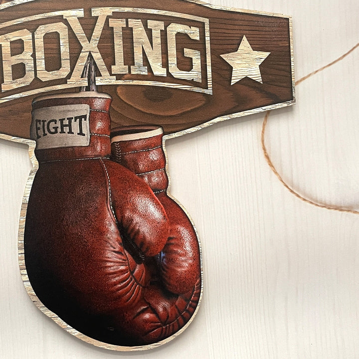 Wooden Art Sign Boxing Gloves Decorative Retro Wooden Decor Gym Decor Private Space, Garage, Bedroom, Boxing Room Wall Art Decorative Wooden Board Heavy Country Retro Classic Boxing Fitness Enthusiasts' Gospel Gift