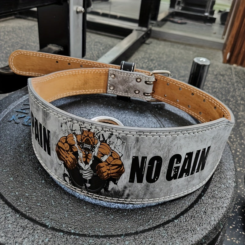 1pc "No Pain No Gain" Weightlifting Belt for Men & Women, HD Violent Dog Design, Heavy Duty Gym Workout Belt for Deadlifts & Squats, Ultra-Fine Leather Material, Versatile for Valentine's, Thanksgiving, Christmas, New Year, F