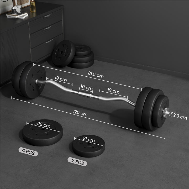 Yaheetech 20KG/30KG Adjustable Barbell Weight Set with Detachable Curl Bar, Plates and Star Locks for Home Gym