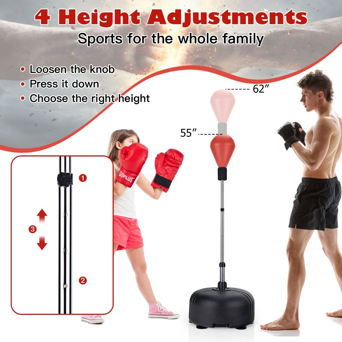 Punching Bag with Stand and Gloves