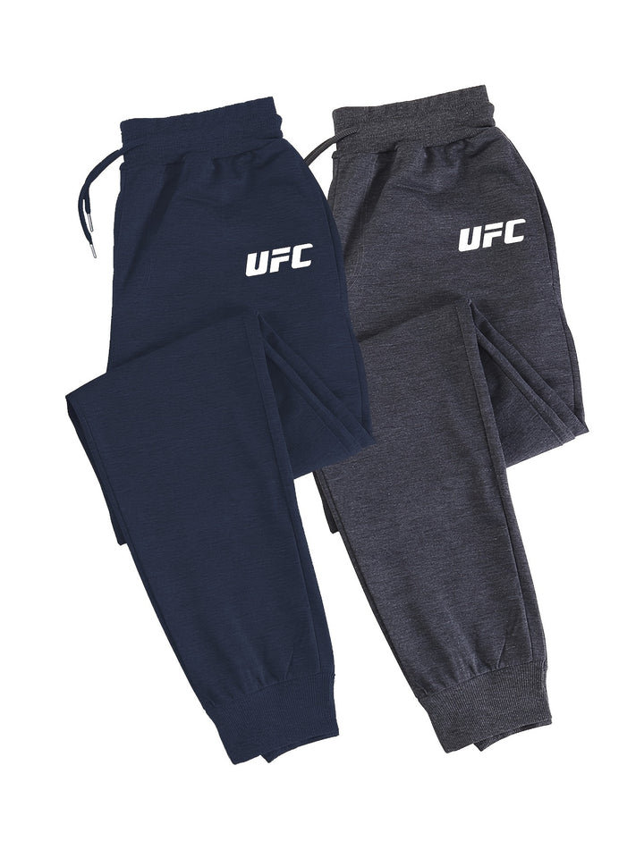 2pcs Men's UFC Print Joggers, Fashionable Sweatpants, Casual Fashion Pants for Spring/ Autumn, Men's Clothing