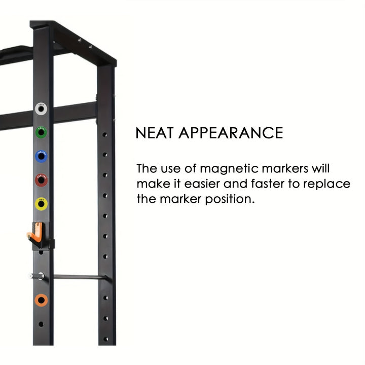 Magnetic Position Markers for J-Hooks and 1-Inch Hole Position Arms - Suitable for Squat Racks - Rubber Material