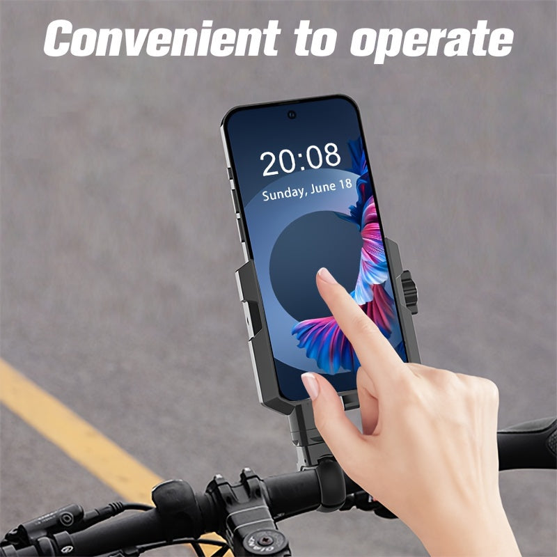 Universal Bike Handle Mount: Adjustable and Secure for Motorcycles, Bicycles, and Scooters - Suitable for 10.67-17.78 cm Smartphones - ABS Material