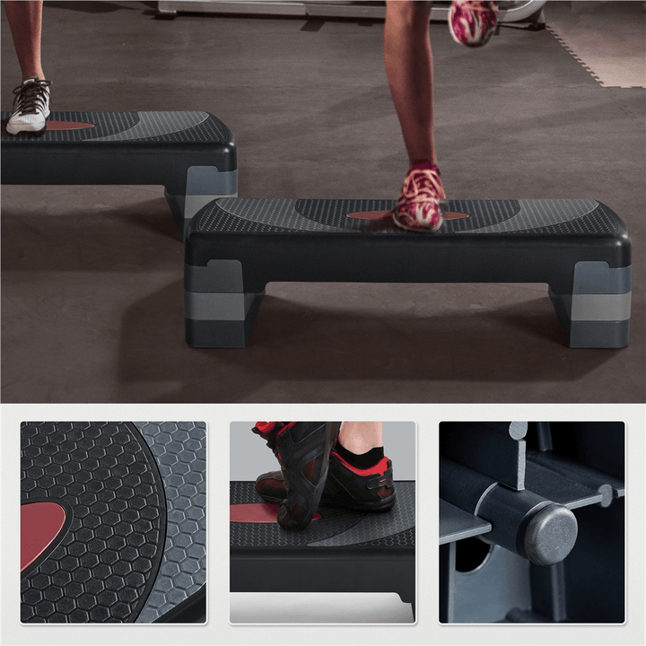 Yaheetech Aerobic Stepper with Risers, Exercise Step Platform with 3 Adjustable Heights for Home Gym