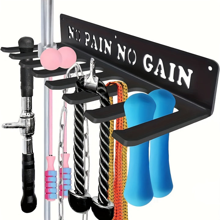 1pc 8 Hook Wall Mounted Fitness Storage Rack For Resistance Bands, Jump Ropes & Weight Belts - Multifunctional Gym Equipment Organizer