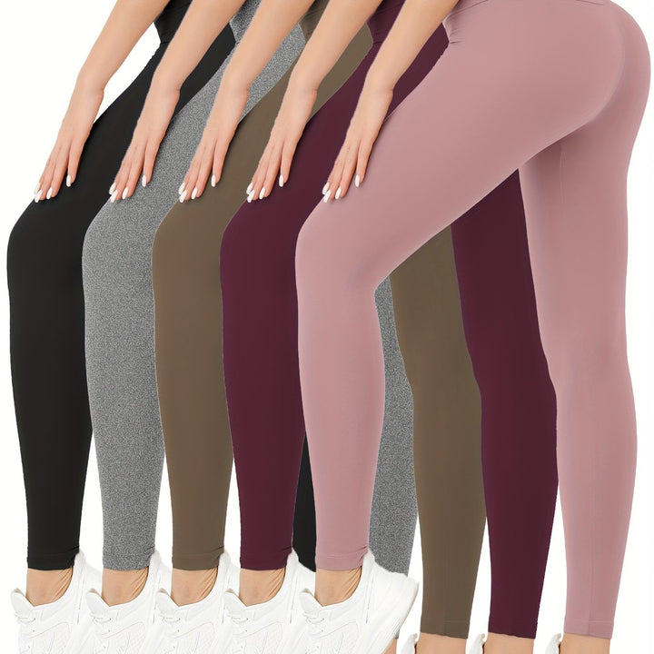 5 Pack Super Soft Leggings for Women, High Waisted Tummy Control No See Through Workout Yoga Running Pants Leggings