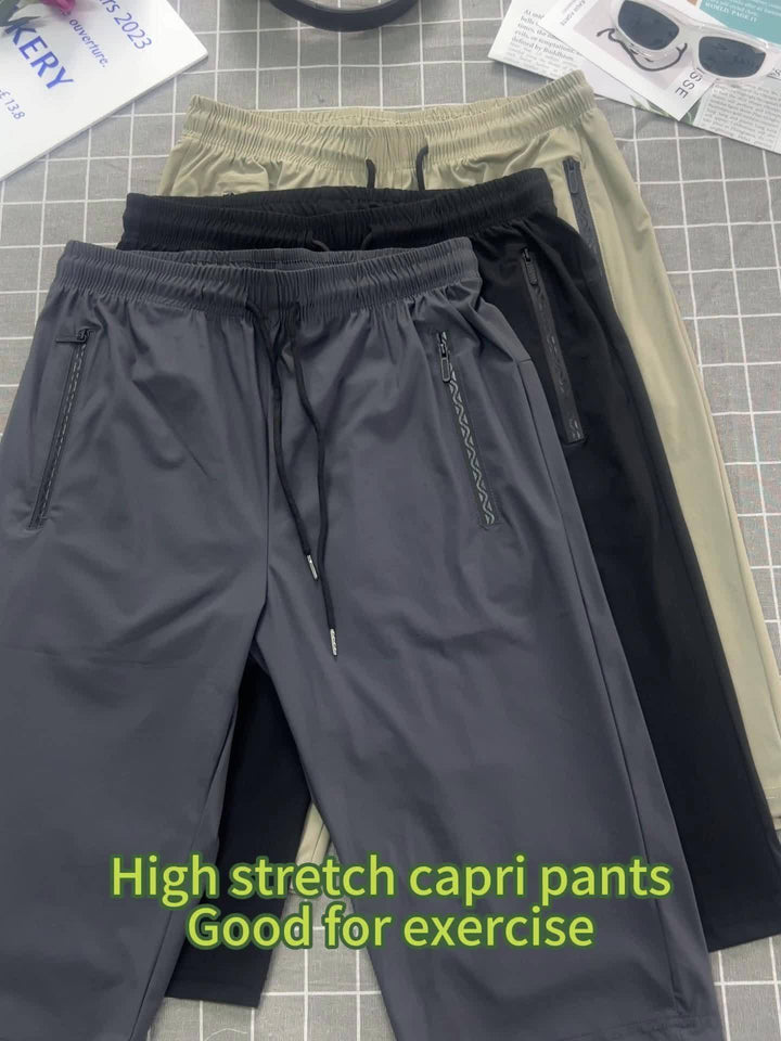 3pcs Men'S Casual Active Polyamide Shorts, High Stretch Knit Fabric, Solid Color, Straight Leg, with Pockets, Elastic Waist with Drawstring