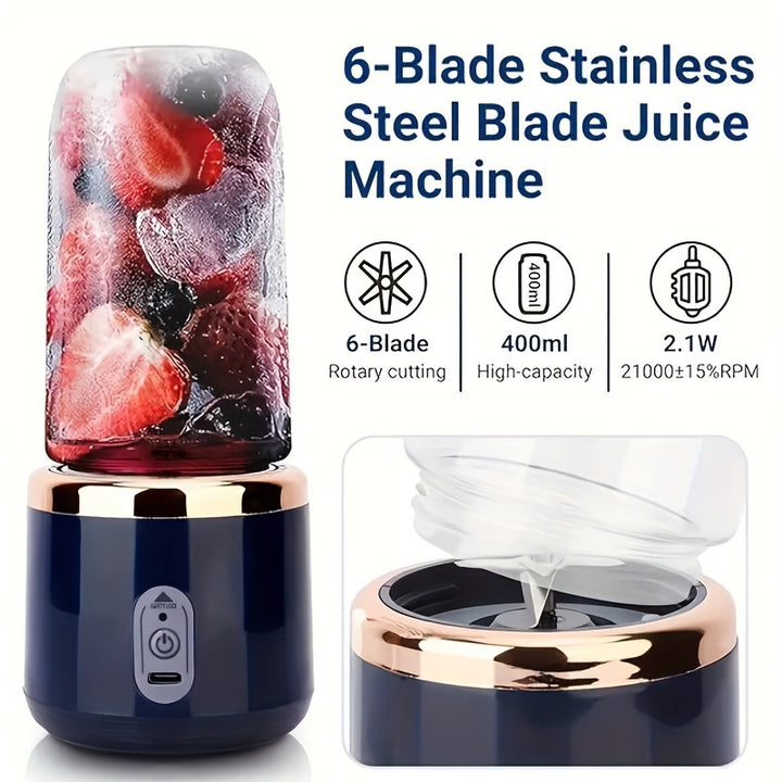 Portable Blender Set with Dual Cups, USB Rechargeable, Lemon Juicer, Multifunctional Fruit Mixer, Ice Crusher, Food-Grade ABS, 0.3-0.5L Capacity, with 1500mAh Lithium Battery, for Outdoor, Home, Camping, and Travel