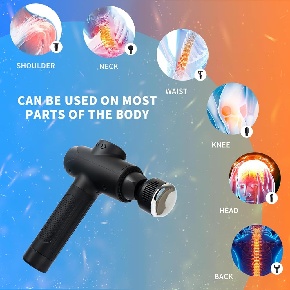 2024-New Mas Gun Deep Tissue, Muscle Mas Gun with Heat and Cold 14mm Amplitude Portable Percussion Muscle Masr with LCD Touch Screen Quiet Hand Masr with 8 Heads for Body Back Relaxation