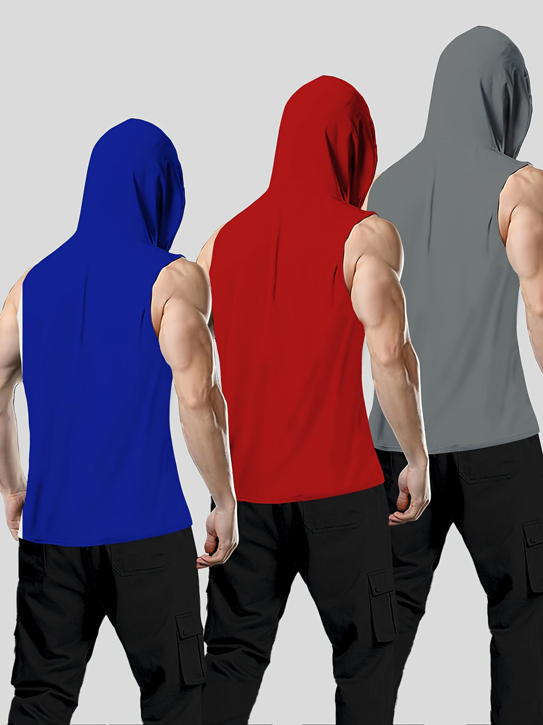 3Pcs Tanktop Set, Solid Men's Casual Comfy Vest Shirts For Summer, Men's Clothing Workout Vest Tshirt Top