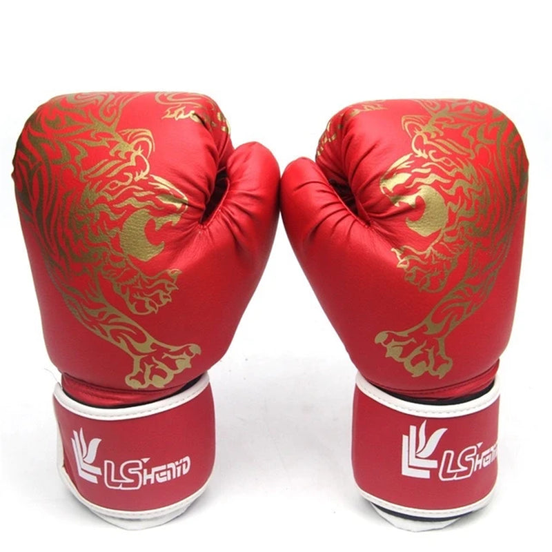 1 Pair of Adult Children Boxing Gloves PU Leather Flame Sanda Boxing Taekwondo Training Gloves