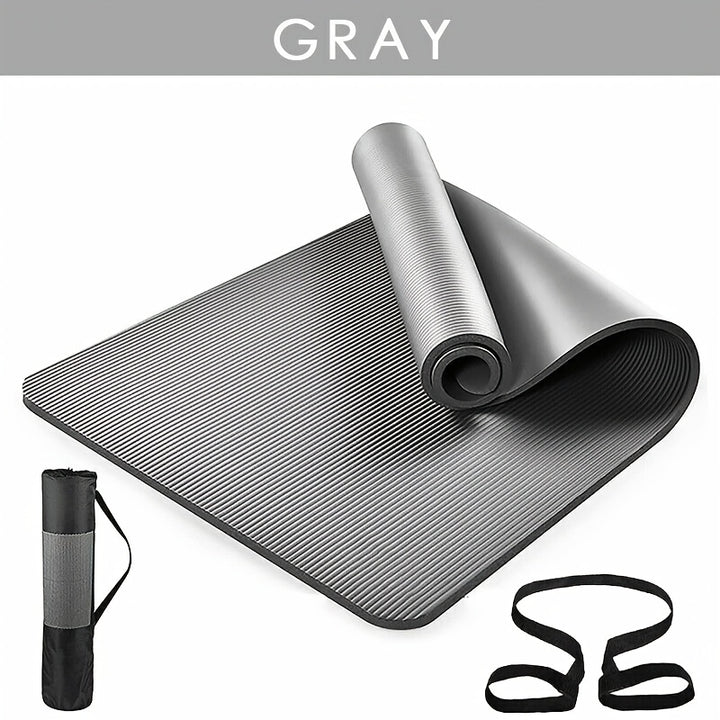 Yoga Mat 15mm Thick Padded NBR Exercise Mats For Yoga, Pilates And Gymnastics Suitable For Both Man And Women With Non-slip Material With Carry Strap For Yoga