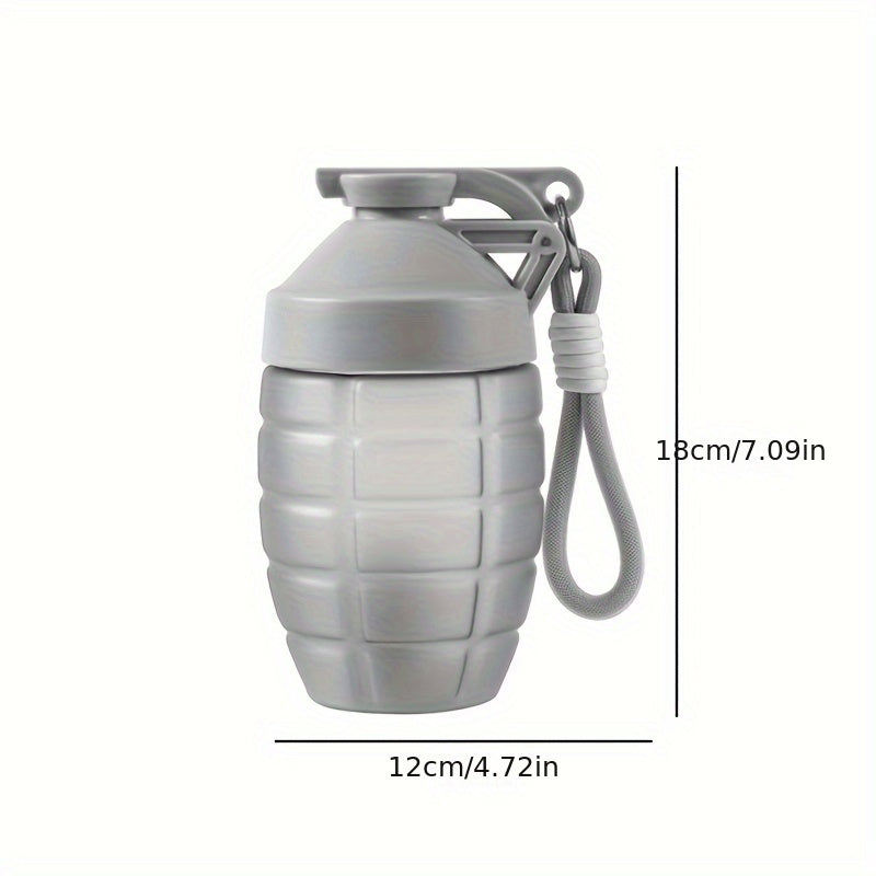 1pc, Grenade Shaped Shaker Bottle, Protein Shakes, Powder Shaker Bottle, Sports Water Bottle, Ideal For Workout Supplements, For Sports, Gym And Fitness, Summer Drinkware