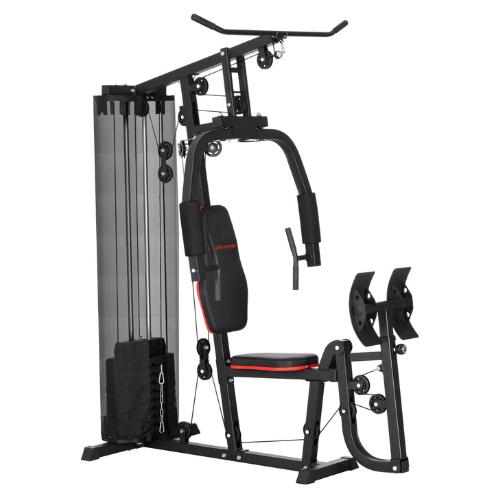 Compact Home Gym System with 45kg Weight Stack, Weights Machine, Mult-Gym Leg Press Machine Dual-Action Chest Station for Full Body Fitness Training