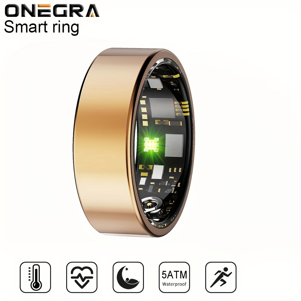 ONEGRA Smart Ring, Stainless Steel Wireless Fitness Tracker with IP68 Water Resistance, Remote Control, USB Rechargeable Lithium Polymer Battery, for Men and Women - Ideal for Parties & Special Occasions