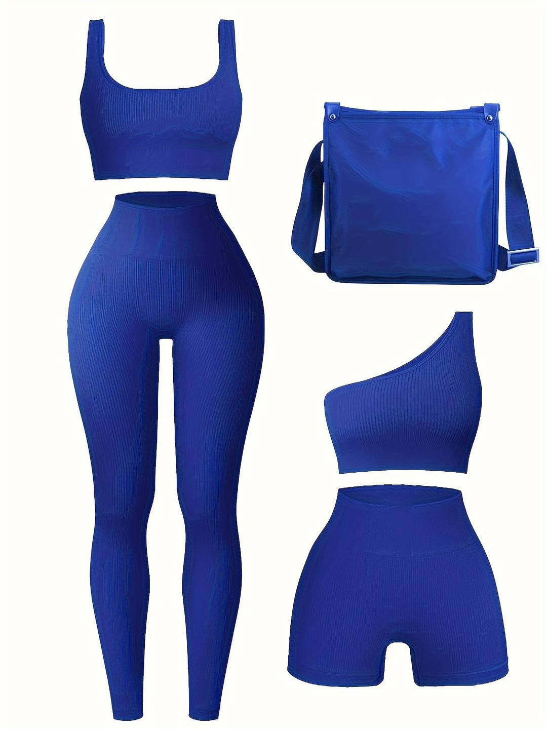 Women's 4-Piece Yoga Set, Sport Athletic Leggings, Sports Bra, Shorts, Fitness Gear For Gym And Outdoor Exercise (without Accesories)