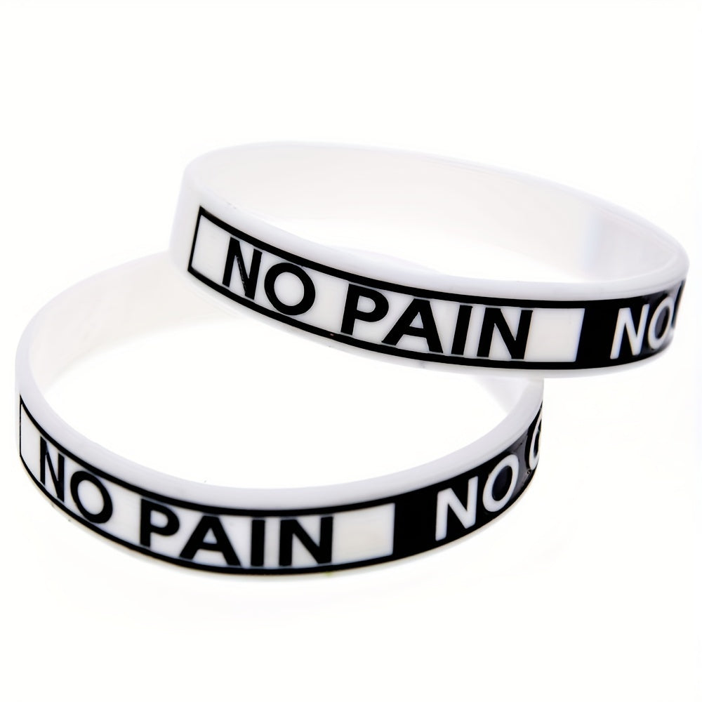 1pc "No Pain No Gain" Motivational Silicone Bracelet - Durable Black Rubber Wristband with Inspirational Quote, Ideal for Sports & Fitness Enthusiasts