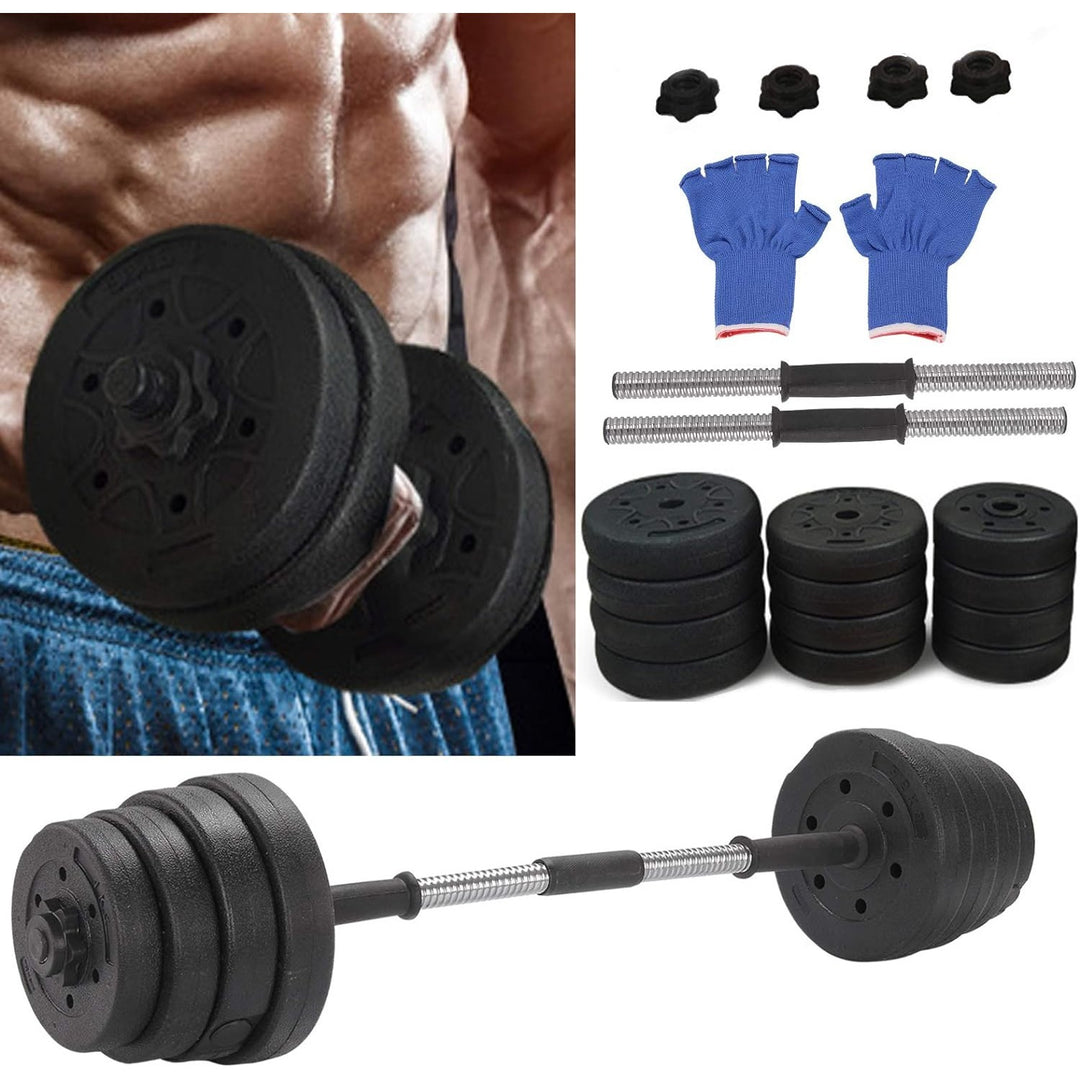 30kg Dumbbells Set Adjustable Barbell Hand Weight Lifting Training for Home Gym Strength Exercise Bodybuilding (Including Gloves)