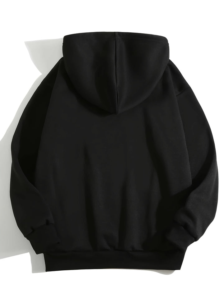 Women's Sports Hoodie With Pocket, Drawstring Design, Long Sleeve, Letter And Ecg Print, Plush Lined, For Fall & Winter