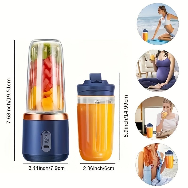 Portable Blender Set with Dual Cups, USB Rechargeable, Lemon Juicer, Multifunctional Fruit Mixer, Ice Crusher, Food-Grade ABS, 0.3-0.5L Capacity, with 1500mAh Lithium Battery, for Outdoor, Home, Camping, and Travel