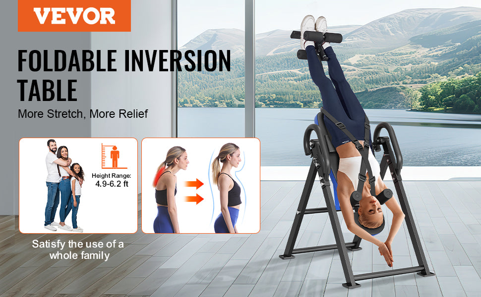 VEVOR Inversion Table Heavy Duty Inversion Table Decompression Back Stretcher Machine Strength Training Equipment with Headrest