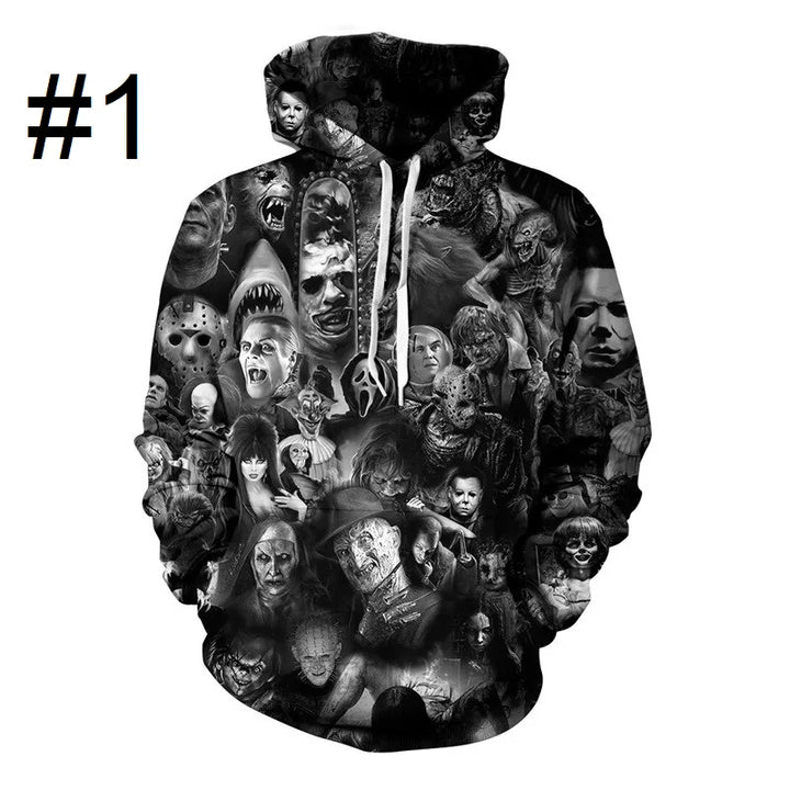 Unisex 3D Digital Print Horror Hoodies