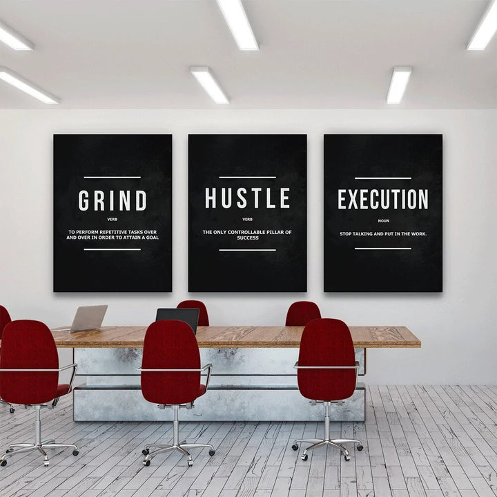 Grind Hustle Execution Wall Art Canvas Prints