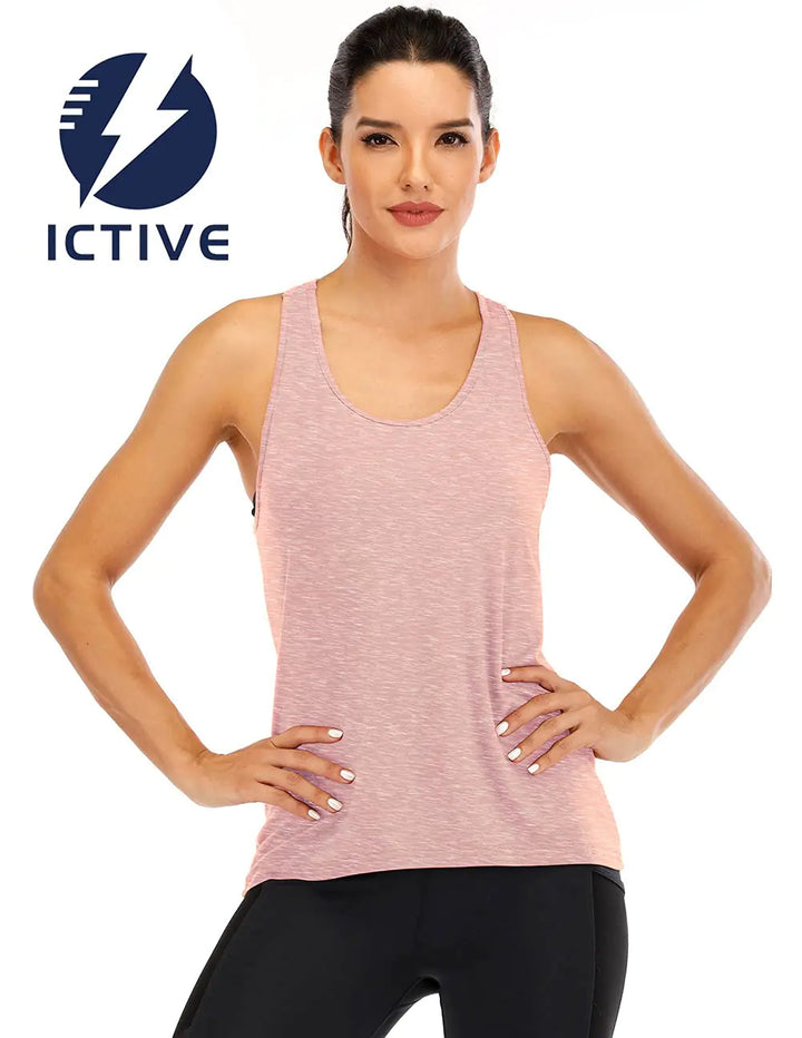 ICTIVE Womens Cross Backless Workout Tops for Women Racerback Tank Tops Open Back Running Tank Tops Muscle Tank Yoga Shirts Medium Apricot