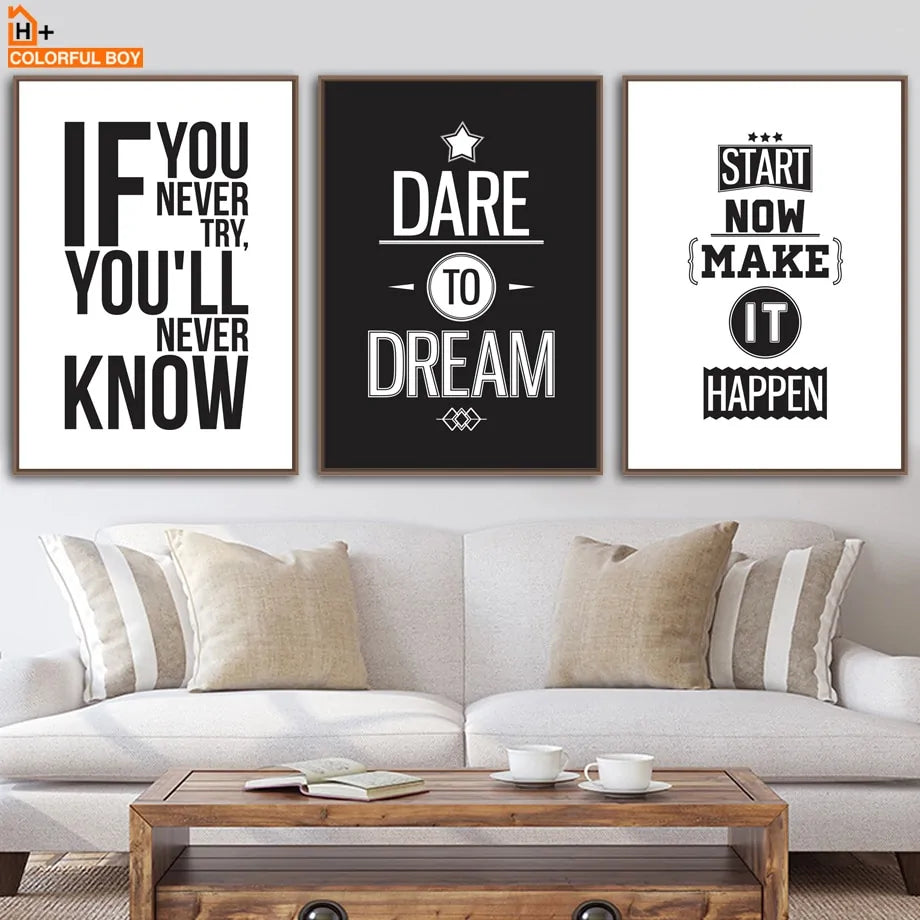 Motivational Inspiring Quotes Wall Art Canvas