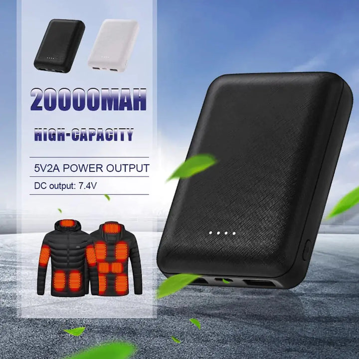 20000mAh Power Bank Portable USB Charger Fast Charging External Battery Pack for Heating Vest Jacket Scarf Socks Glove Equipment